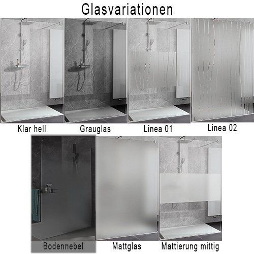 HSK Atelier Plan Schiebetür Nische, 2-teilig 120 x 206 cm Twinseal (zweifach) Grauglas chromoptik links