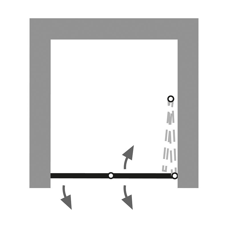 HSK Atelier Plan Drehfalttür Nische pendelbar 80 x 200 Twinseal (zweifach) rechts Linea 01 chromoptik Puffergriff