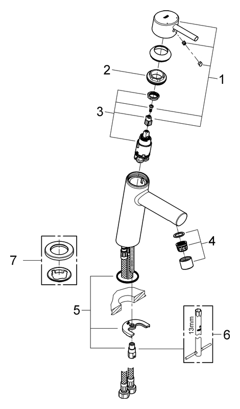 GROHE EH-WT-Batterie Concetto 23451_1 mittelhohe Ausführ. glatter Körper chrom