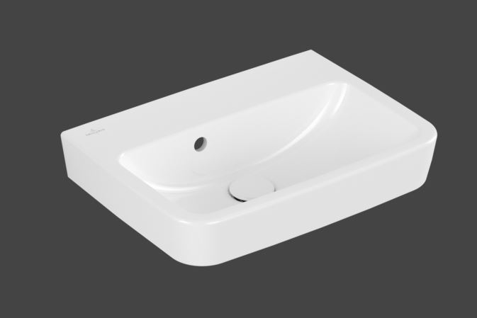 VB Handwaschbecken O.novo weiß, 500 x370 mm mit Überlauf ohne Hahnloch