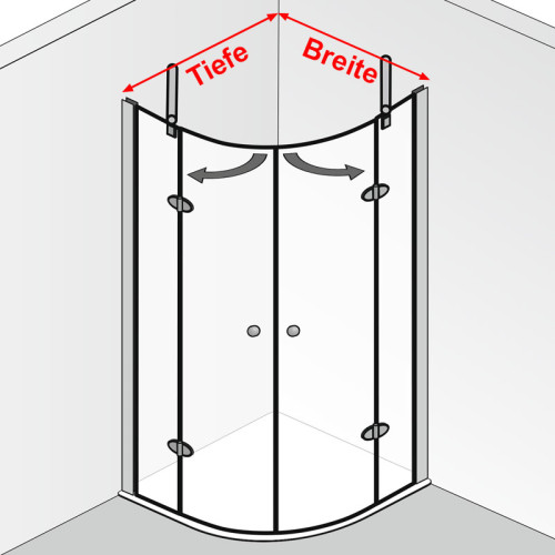 HSK Premium Classic Runddusche  80x80 cm ohne/mattierung mittig/Alu silber matt/Höhe 185 cm