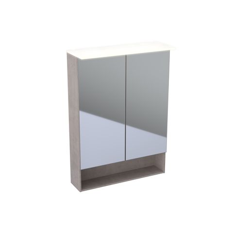 GE Acanto Spiegelschrank mit Beleuchtung zwei Türen, 60x83x21,5cm, Eiche Mystik