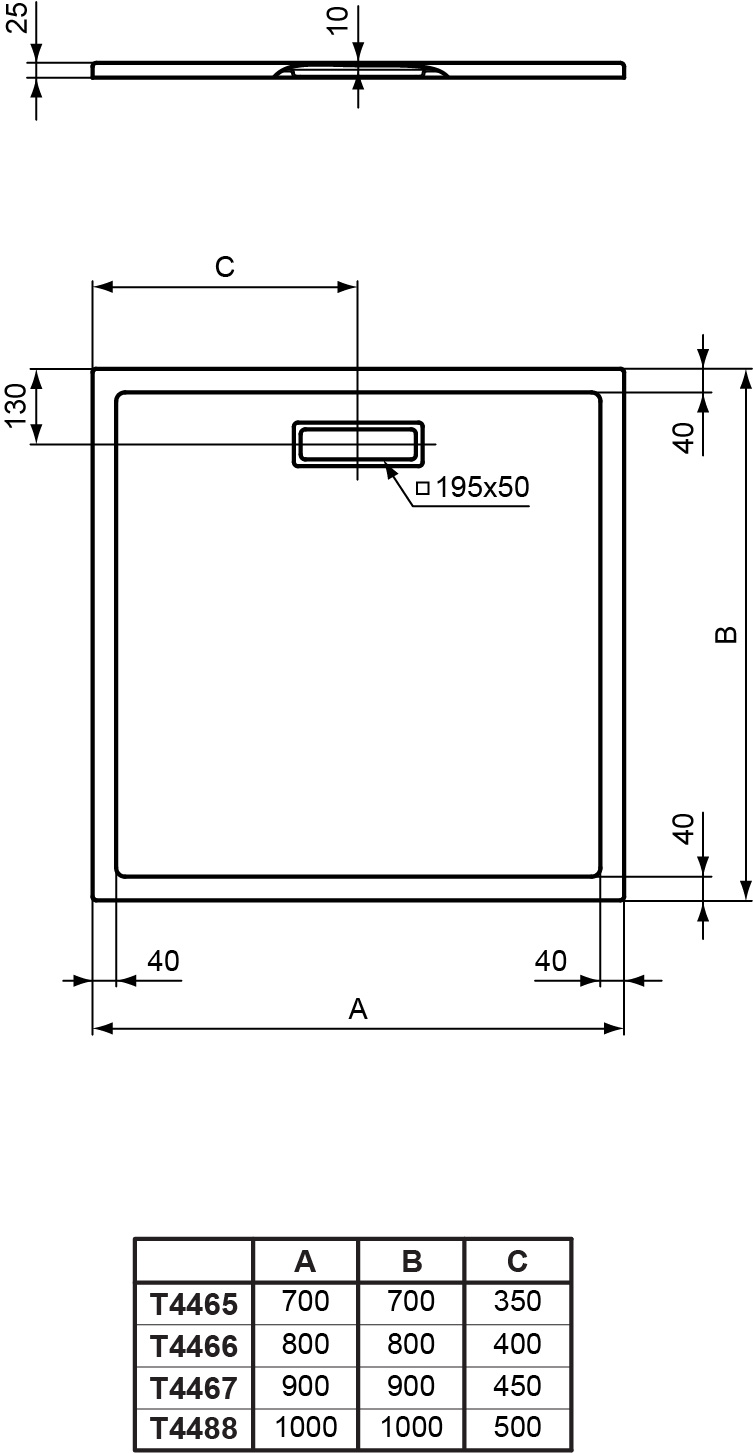 IS Quadrat-Brausewanne Ultra Flat New 800x800x25mm Weiß