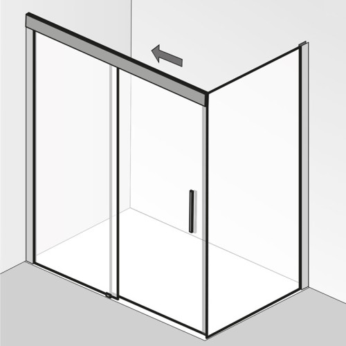 HSK Atelier Plan Schiebetür, 2-teilig mit Seitenwand 140 x 90 x 206 cm Twinseal (zweifach) Klar hell schwarz matt links