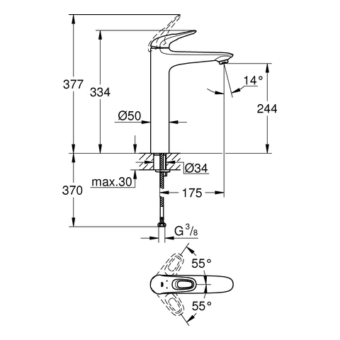 GROHE Eurostyle Waschtischarmatur XL Size moon white chrom