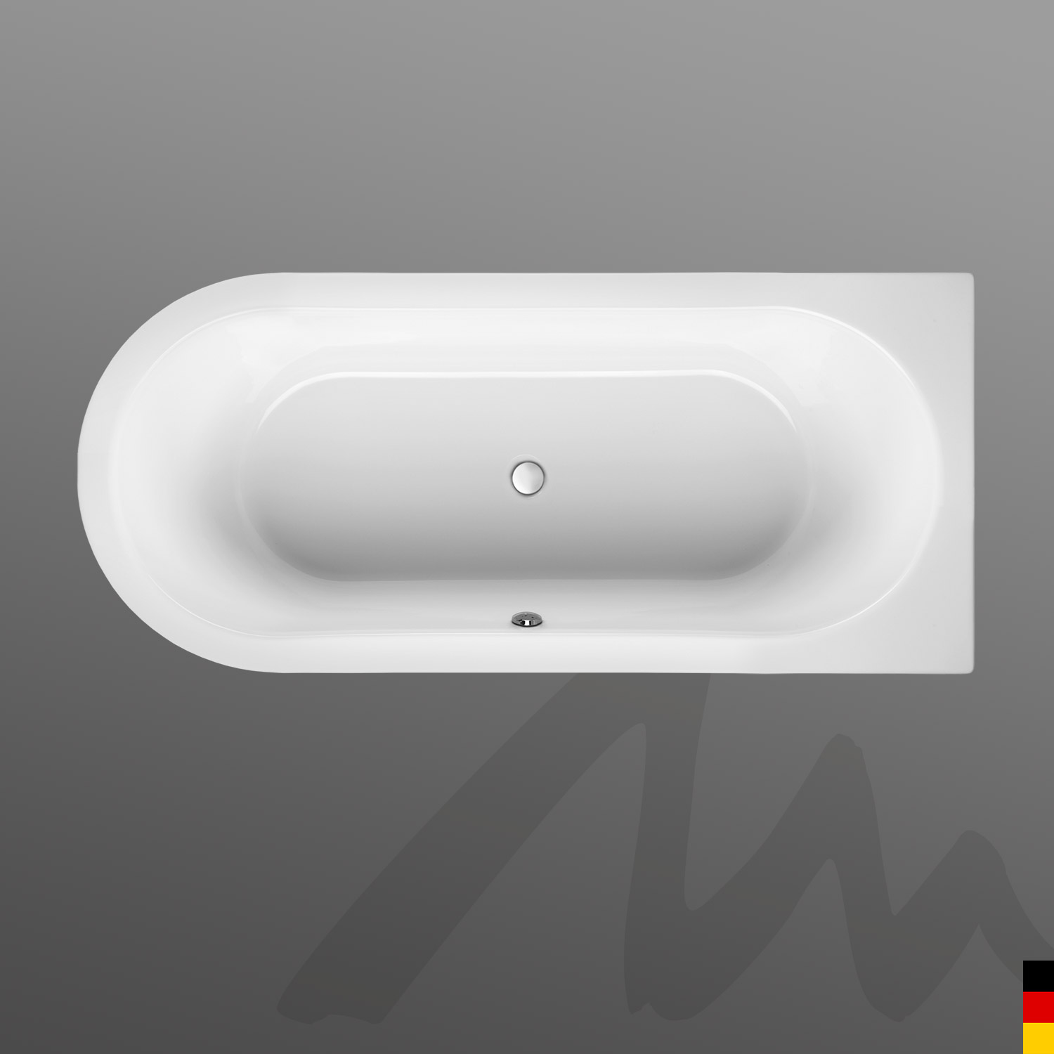 Mauersberger Badewanne Oval Primo 3 - 180/80 duo  180x80x45  Farbe:weiß