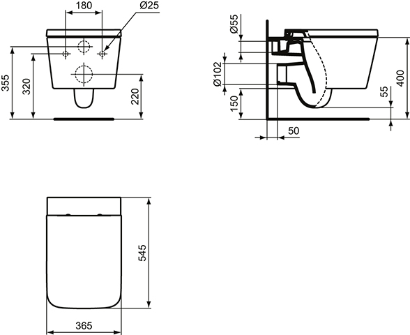 IS Wandtiefspül-WC Blend Cube AquaBlade355x540x350mm Weiß