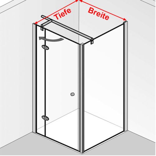 HSK Premium Classic Duschtür mit Seitenwand 120x80 cm Edelglas (einfach) klar hell chromoptik links