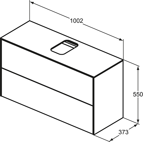 IS WT-Unterschrank Conca 2 Auszüge m.mi.Ausschnitt 1002x373x550mm EicheGefl