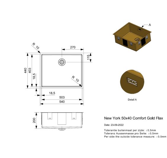 New York 50x40 (L) Comfort Gold FLax