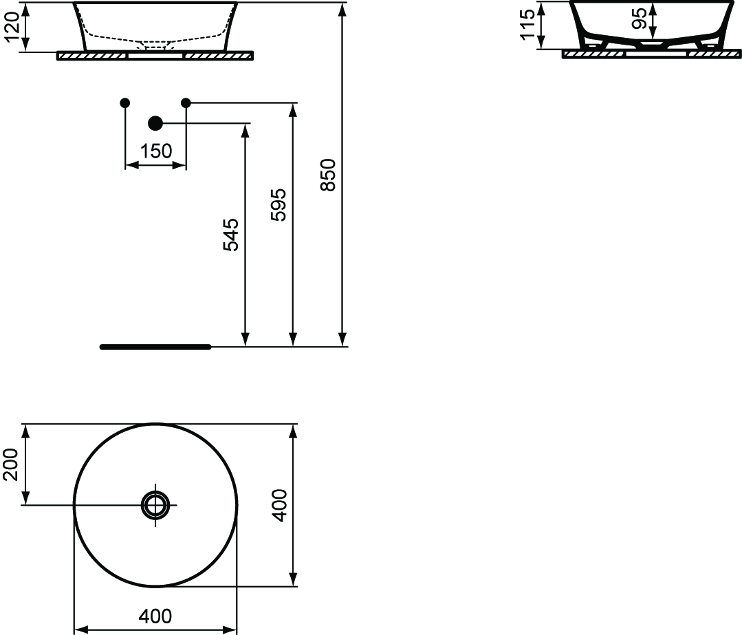 IS Schale Ipalyss o.Hl. o.Ül. 400x400x120mm Seidenweiß