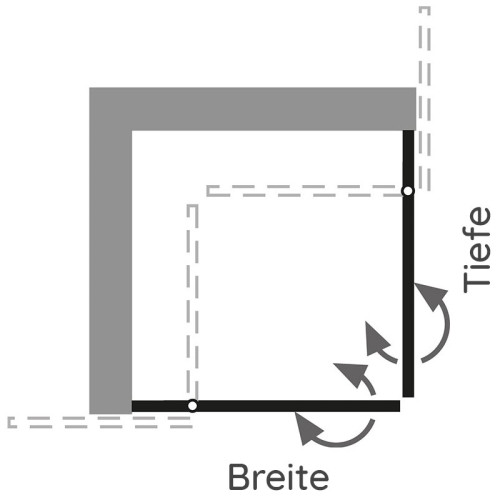 HSK Aperto Pro Dusche Eckeinstieg 80x100 cm ohne/Linea 02/chromoptik/ohne/Stangengriff 164 mm