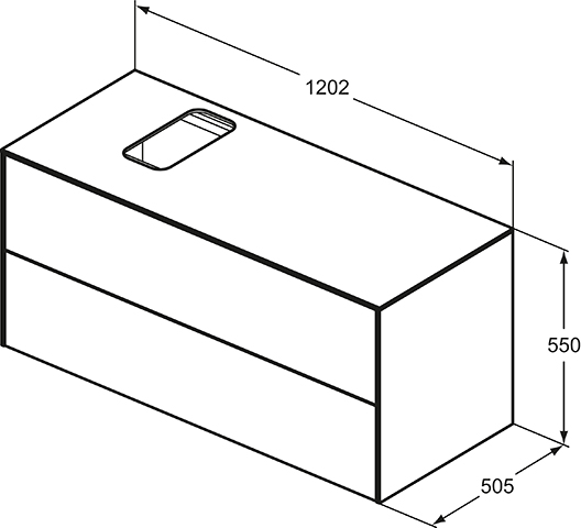 IS WT-Unterschrank Conca 2 Auszüge m.Ausschnitt 1202x505x550mm Eiche gefl.