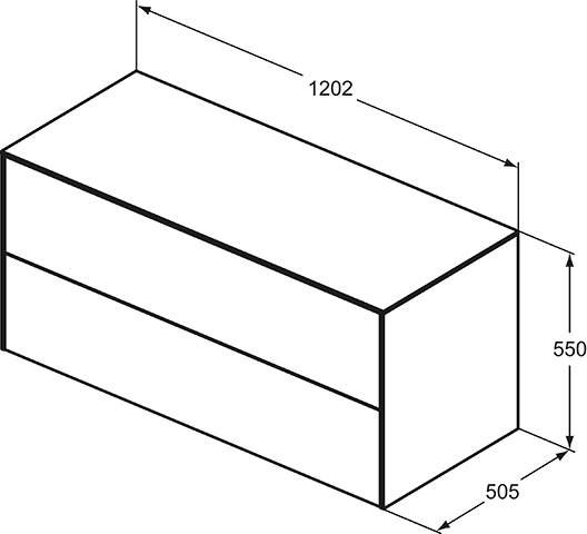 IS WT-Unterschrank Conca 2 Auszüge o.Ausschnitt 1202x505x550mm Weiß