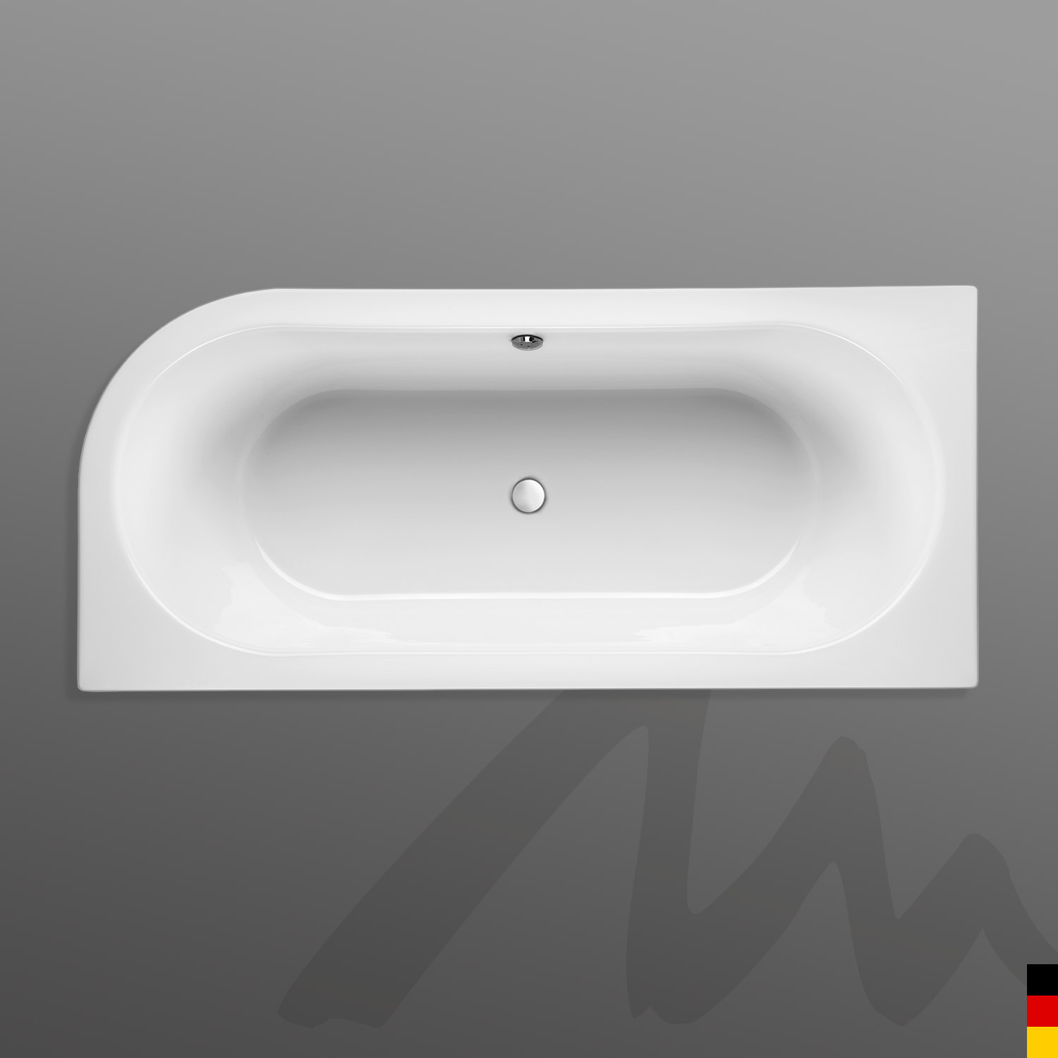 Mauersberger Badewanne Oval Primo 1 - 180/80 duo Ausführung rechts  180x80x45  Farbe:rein-weiß