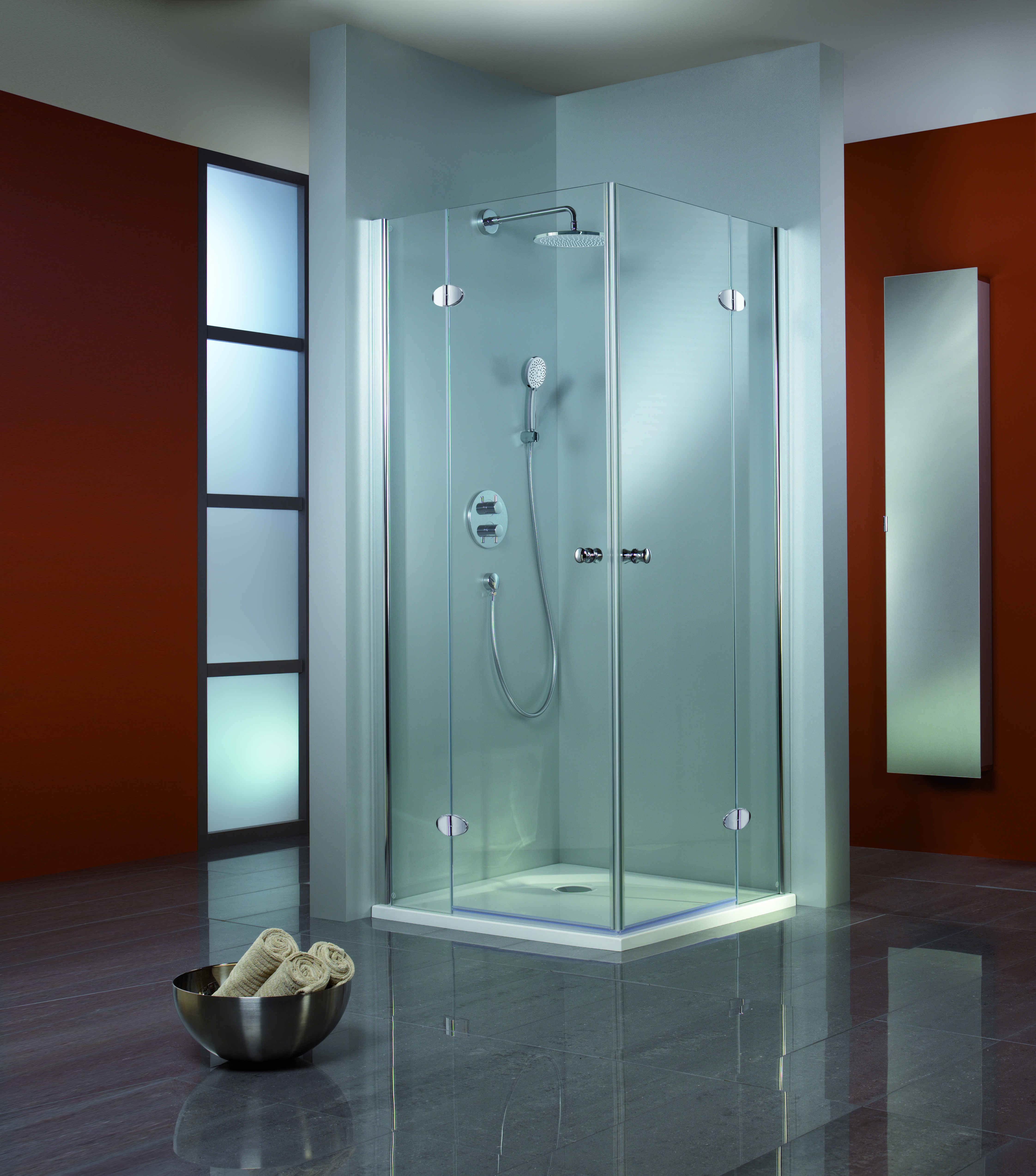 HSK Premium Classic Dusche mit Eckeinstieg 80x90 cm ohne/Linea 02/alu silbermatt