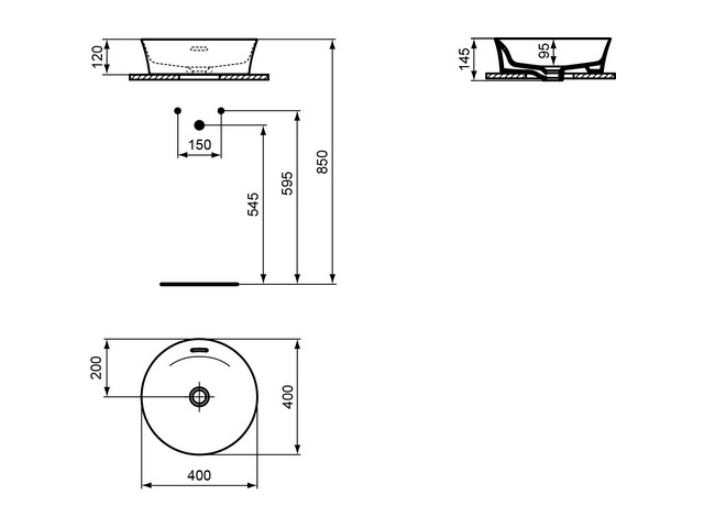 IS Schale Ipalyss o.Hl. m. Ül. 400x400x145mm Puderblau