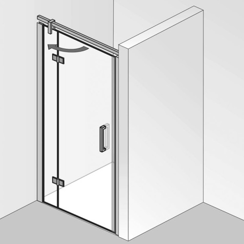 HSK Atelier Plan Drehtür Nische an Nebenteil 120 x 200 cm Twinseal (zweifach) Klar hell schwarz matt Stangengriff 164 mm Links