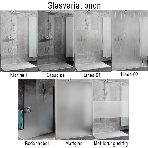 HSK Atelier Plan Drehtür Nische an Nebenteil 80 x 200 cm Twinseal (zweifach) Linea 02 chromoptik Stangengriff 390 mm Rechts