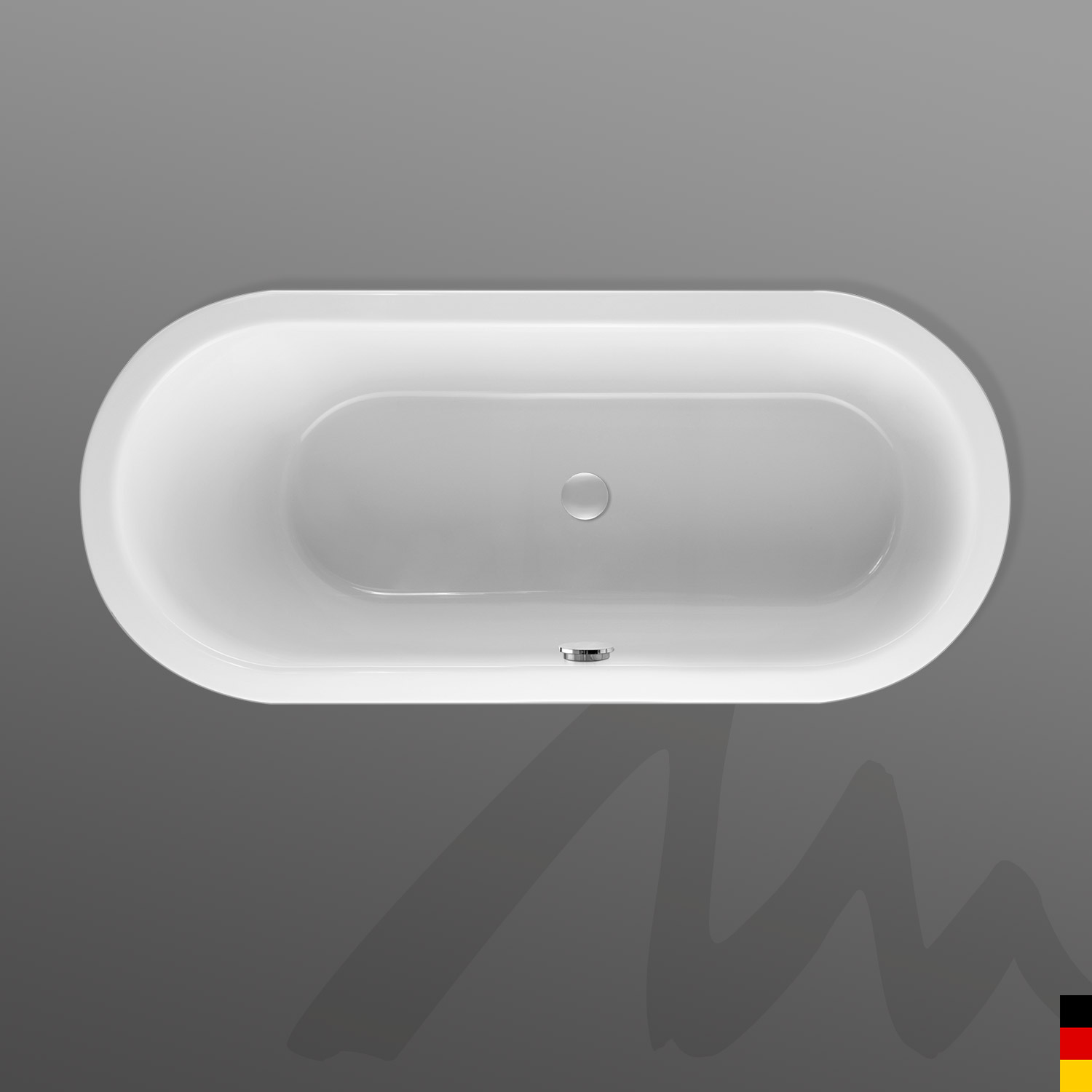 Mauersberger Badewanne Oval Crispa 180/80 uno  180x80x45cm  Farbe:rein-weiß