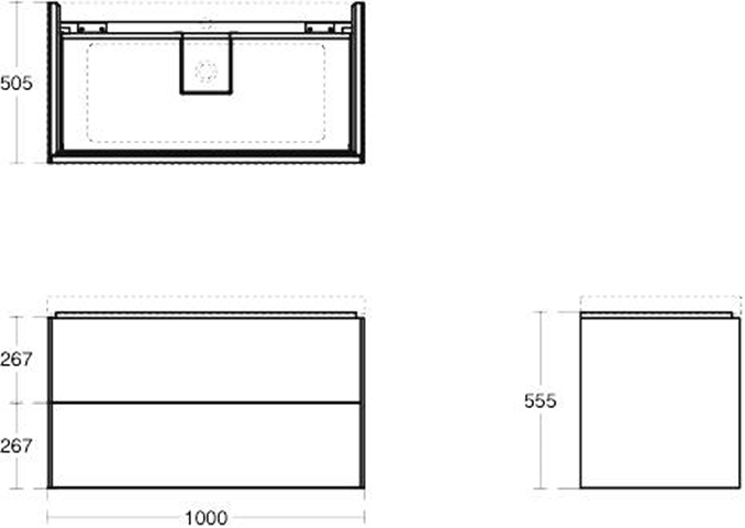 IS WT-Unterschrank Conca 2 Auszüge1000x500x550mm Walnuss Dunkel