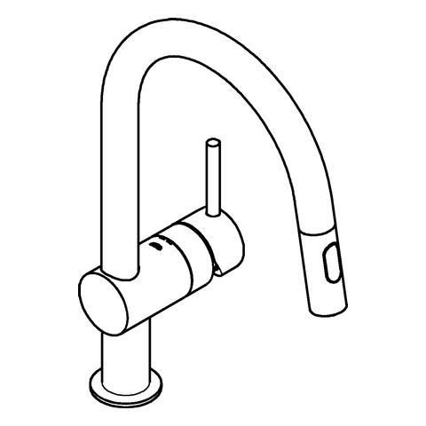 GROHE EH-Spültischbatterie Minta 32321_2 C-Auslauf Spülbrause hard graphite geb.