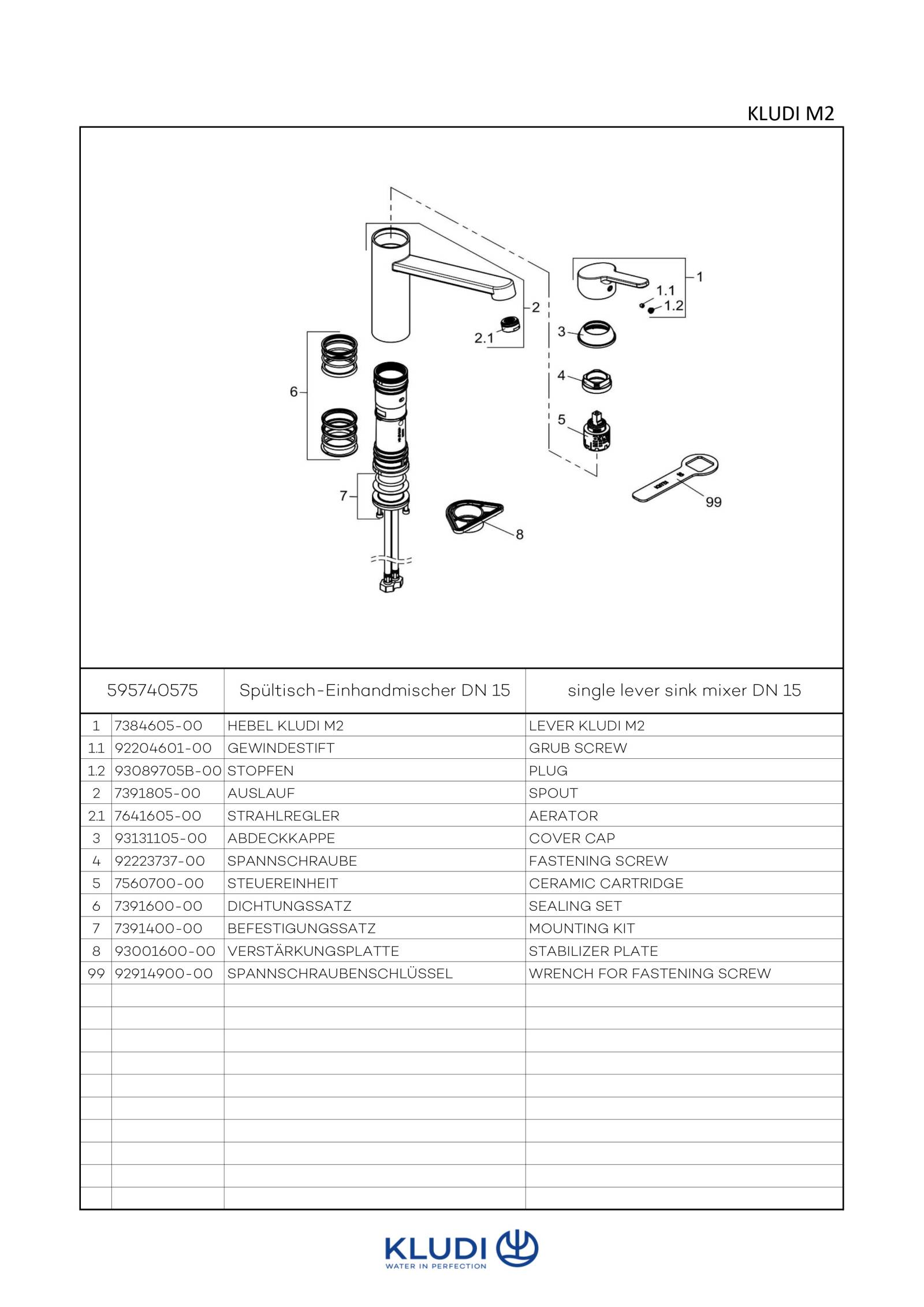 KLUDI M2 Spültisch-EHM DN 15 chrom