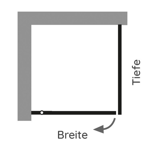 HSK Atelier Plan Drehtür an Nebenteil mit Seitenwand 90 x 75 x 200 cm Twinseal (zweifach) Mattglas schwarz matt Stangengriff 164 mm Links