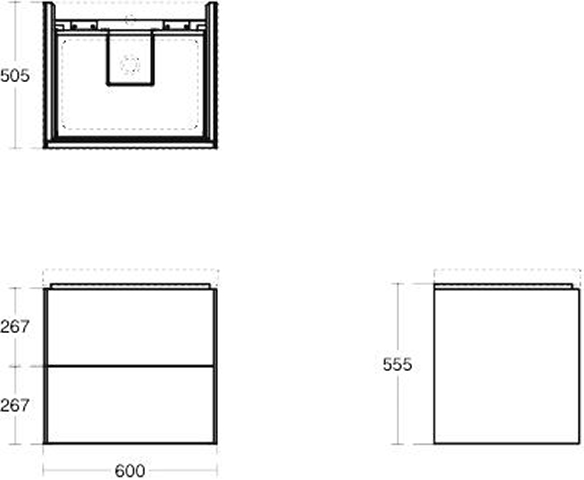 IS WT-Unterschrank Conca 2 Auszüge600x500x550mm Anthrazit