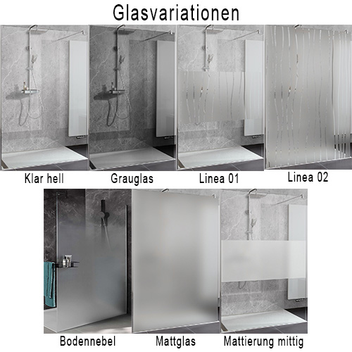 HSK Atelier Plan Drehtür an Nebenteil mit Seitenwand 75 x 140 x 200 cm Twinseal (zweifach) Grauglas chromoptik Stangengriff 164 mm Links