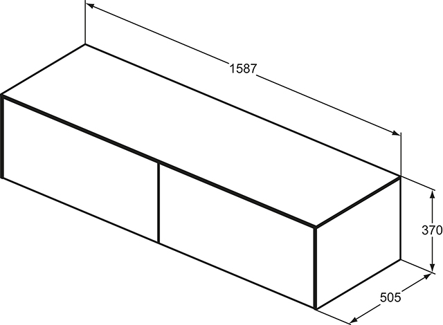 IS WT-Unterschrank Conca 2 Auszüge o.Ausschnitt 1587x505x370mm Eiche hell