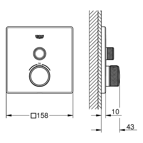 GROHE Thermostat Grohtherm SmartControl 29123 eckig FMS 1 ASV cool sunrise geb.