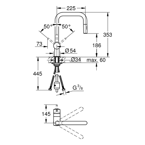 GROHE EH-Spültischbatterie Minta 32322_2 U-Auslauf Spülbrause supersteel