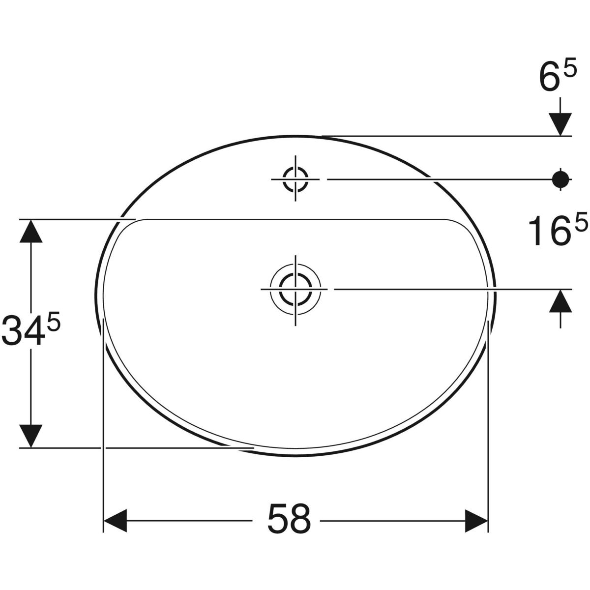 GE VariForm Einbauwaschtisch, oval mit HLB, 60x48cm, o. Ül., weiß, KeraTect