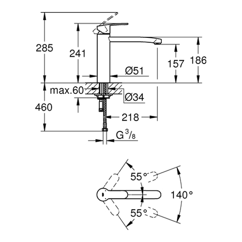 GROHE EH-Spültischbatterie Eurostyle C 31124_2 Rohrauslauf chrom