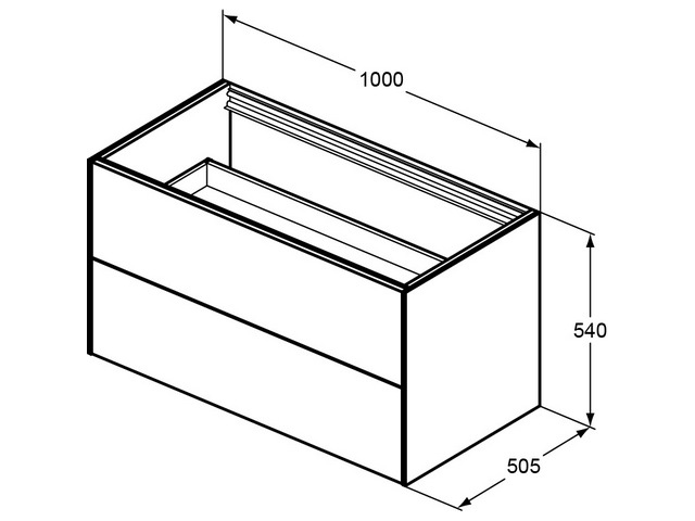 IS WT-Unterschrank Conca 2 Auszüge o.Platte 1000x505x540mm Eiche hell