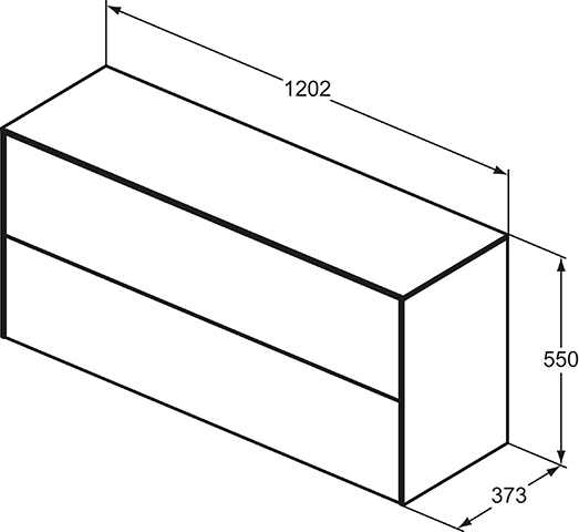 IS WT-Unterschrank Conca 2 Auszüge o.Ausschnitt 1202x373x550mm Eiche hell