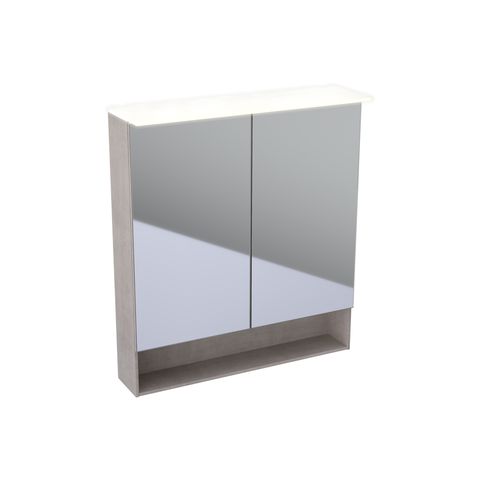 GE Acanto Spiegelschrank mit Beleuchtung zwei Türen, 75x83x21,5cm, Eiche Mystik