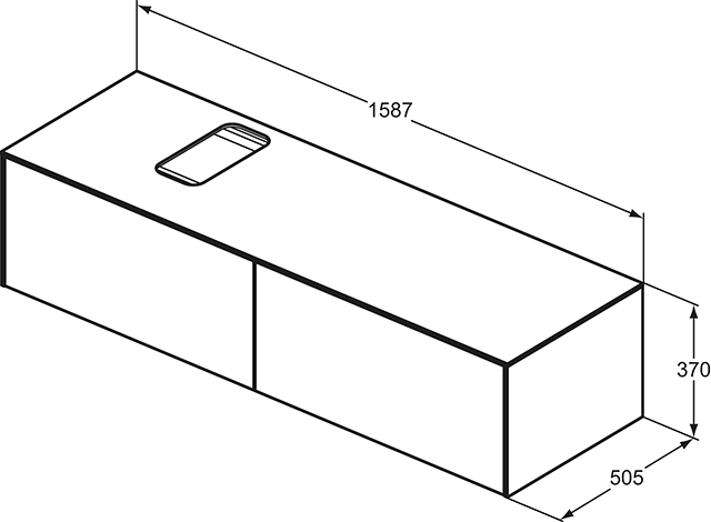 IS WT-Unterschrank Conca 2 Auszüge m.Ausschnitt 1587x505x370mm Eiche gefl.