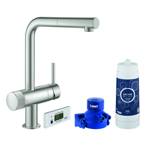GROHE Starter Kit GROHE Blue Pure Minta 30382 L-Auslauf supersteel