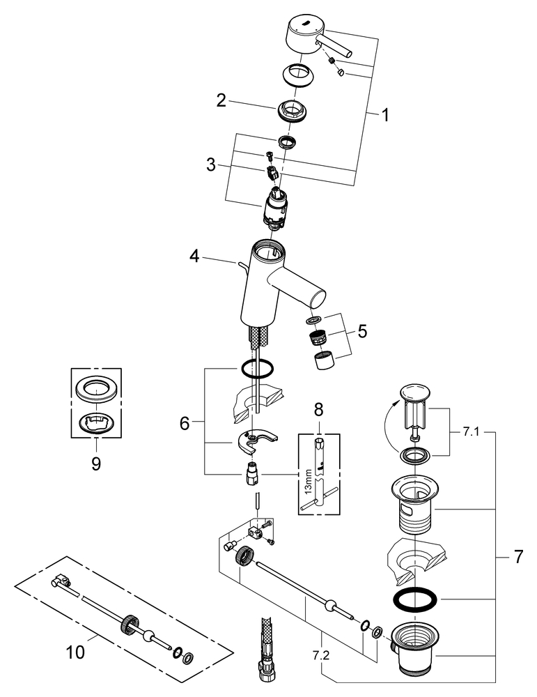 GROHE EH-WT-Batterie Concetto 23380_1 Mittelstellung kalt chrom