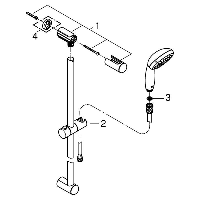 GROHE Brausestangenset Tempesta 100 27925_1 900mm 1 Strahlart chrom