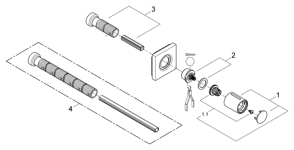 GROHE Unterputzventil Grohtherm F 27623 1-fach FMS für Einbaubox chrom