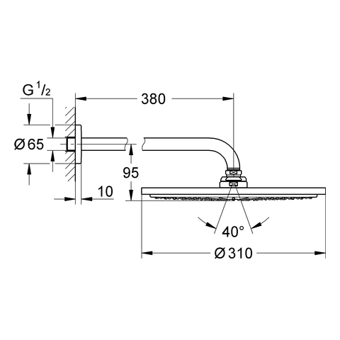 GROHE Kopfbrauseset Rainshower Cosm. 310 26066 Brausearm 380mm cool sunrise