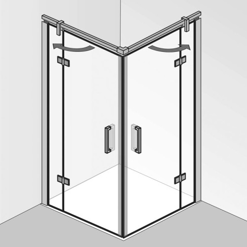 HSK Atelier Plan Eckeinstieg, 4-teilig, 90 x 90 x 200 cm ohne Beschichtung Klar hell chromoptik Stangengriff 164 mm