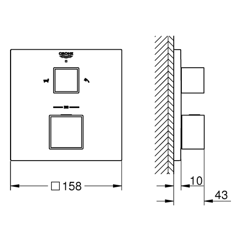 GROHE THM-Wannenbatterie Grohtherm Cube 24155 FMS für 35600 hard graphite geb.