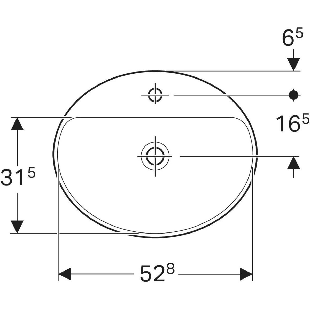 GE VariForm Einbauwaschtisch, oval mit HLB, 55x45cm, o. Ül., weiß, KeraTect