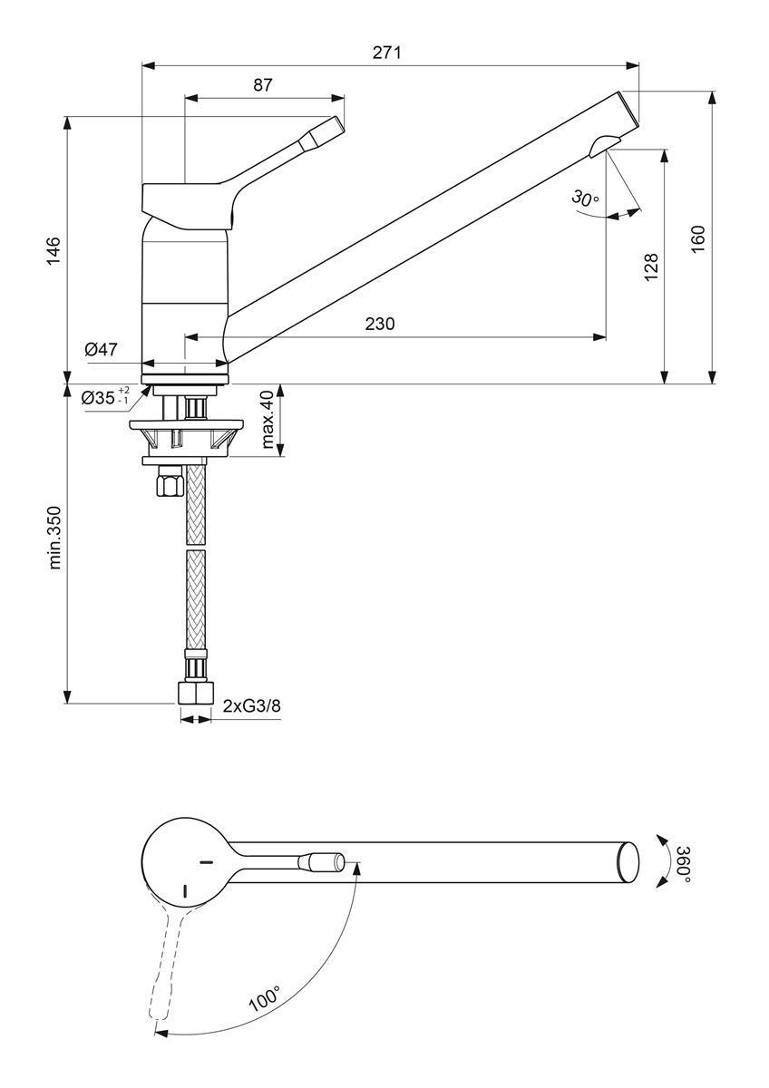 IS Küchenarmatur Ceralook Ausld.230mm Chrom