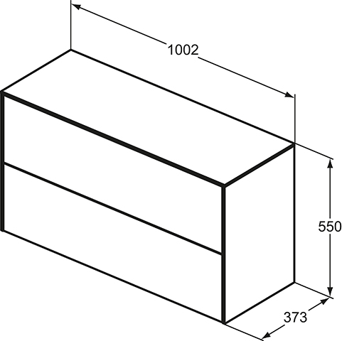 IS WT-Unterschrank Conca 2 Auszüge o.Ausschnitt 1002x373x550mm Walnuss D.