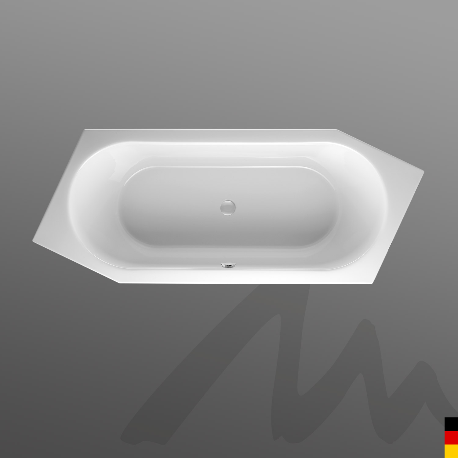 Mauersberger Badewanne 6-Eck Ovata asym 205/80 Ausführung links  205x80x45cm  Farbe:rein-weiß